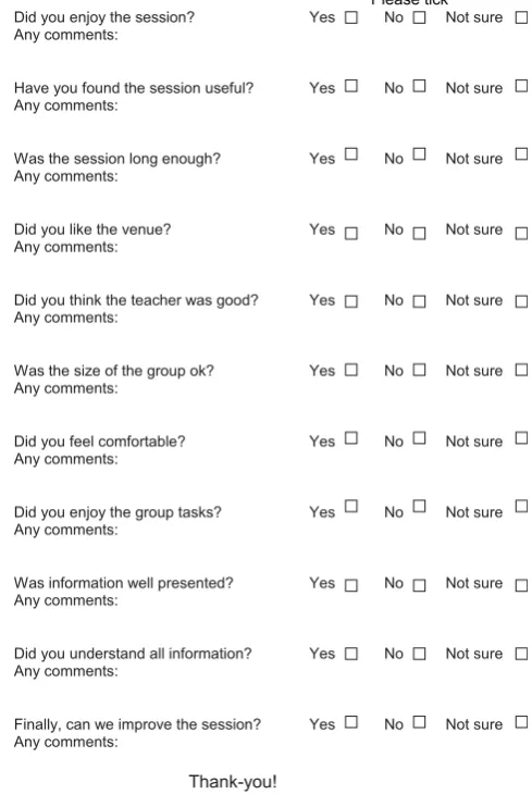 Figure 1Evaluation form to assess patient satisfaction witheducational session.