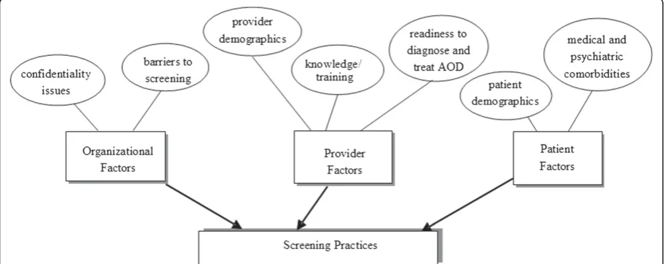 Figure 1 Provider, Patient, and Organizational Factors that Influence Screening and Brief Intervention Practices.