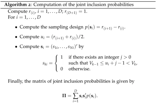 Table 2.8 – Joint inclusion probabilities of Example 2.2