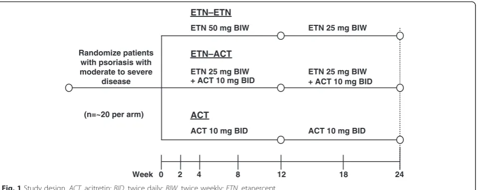 Fig. 2 Patient disposition. ACT, acitretin; ETN, etanercept; mITT, modified intent-to-treat population; PP, per-protocol population