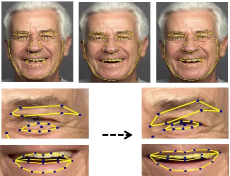 Fig. 6. Evaluation of Young ASM to Young data. Top row: after 1, 2 and final iterations of alignment