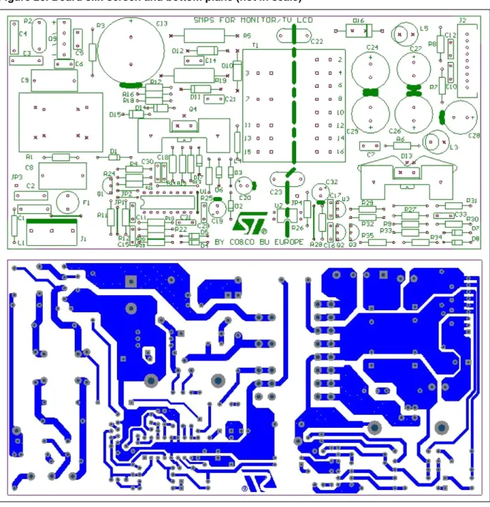 Figure 26. Board silk-screen and bottom plane (not in scale)