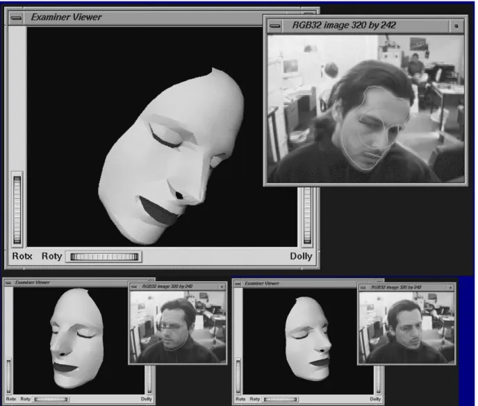 Figure 6 shows the head tracker in operation. Here a graphical representation of a head emulates the movements of the user’s head in the image frame