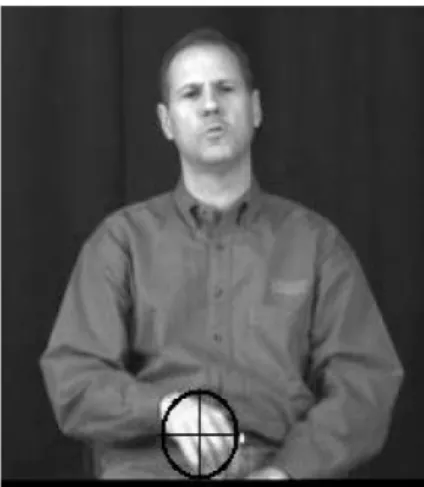 Fig.  1:  The  coordinates  of  the  feature  space  of  hand  in  in  thethe  target  model  in  the  first  frame