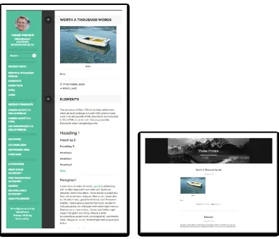 Figure 1 Screen shot of the WordPress Thematic Templates Writr (left) and Landscape (right)  