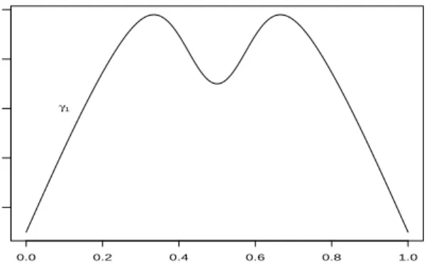 Figure 1. Pattern of the function γ 1 (·) on [0, 1].