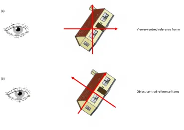 Figure 1-7: Illustration of (a) viewer-centred and (b) object-centred reference frames