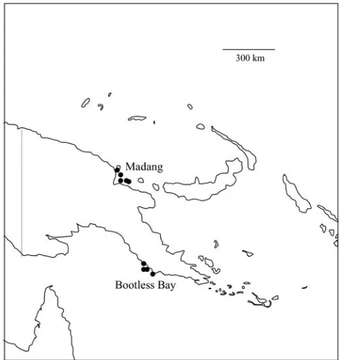 Fig. 1 Map of Papua New Guinea showing the sampling localities