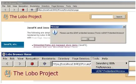 Figure 11: Information message asking the user to access the website using the plug-in, and in the lower part how to get access to UDKP plug-in 