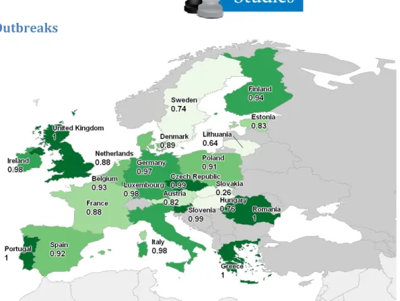 Figure 3 Number of Outbreaks of Food-Borne Illness, Reporting Rate per 100 000 Population in 2010 (Performance Score) 
