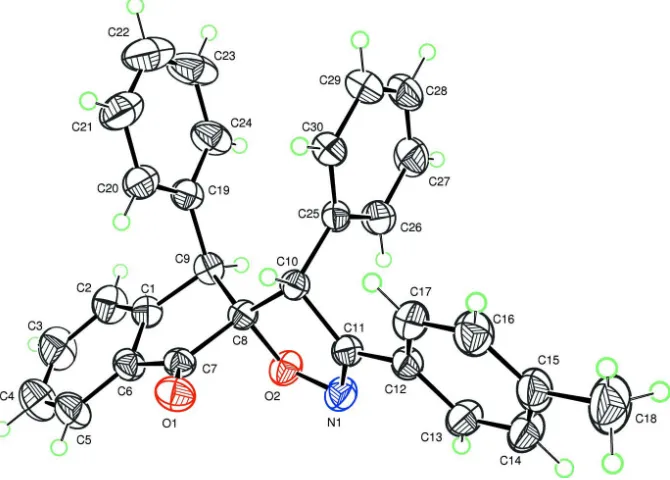 Figure 1The molecular structure of the title compound with the atom-labelling scheme. Displacement ellipsoids are drawn at the 