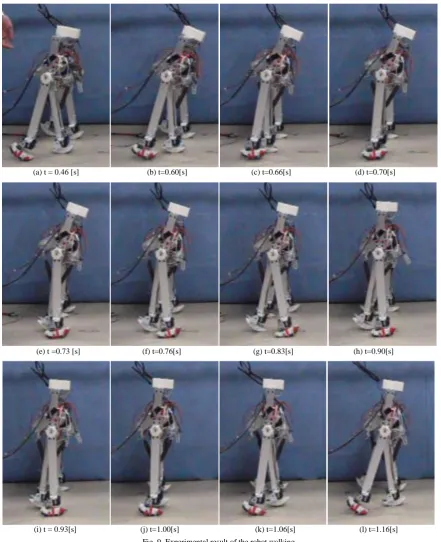 Fig. 10.  Temporal dynamics of the joints’ angles for the robot walking with P control