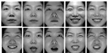 Fig. 2  Sample images for a subject of the Asian Face Database with various facial expressions and slightly different illumination  