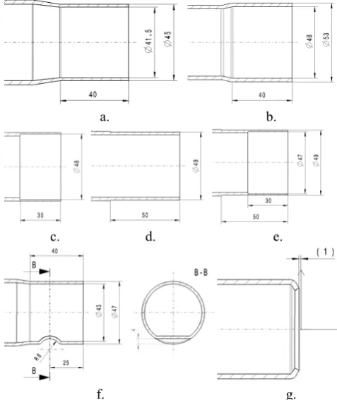 Fig. 5. Parameterized geometries in the guiding area a) one step 