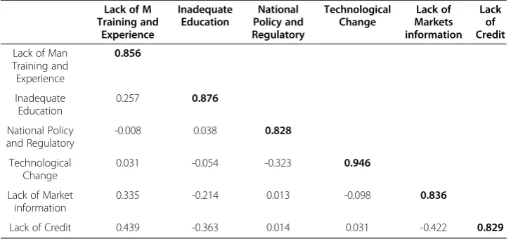 Table 6 Convergent validity