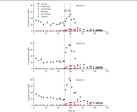 Figure 2 Individual VFAs changes for the whole operational period.