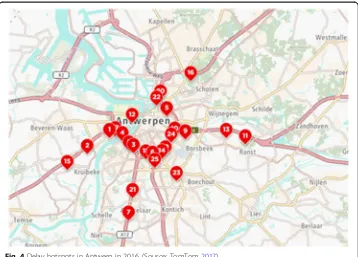 Fig. 4 Delay hotspots in Antwerp in 2016. (Source: TomTom 2017)