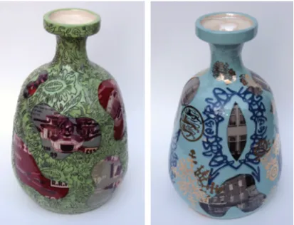 Fig 11. Ceramic Pots for exhibition at William Morris Gallery, 2006. 