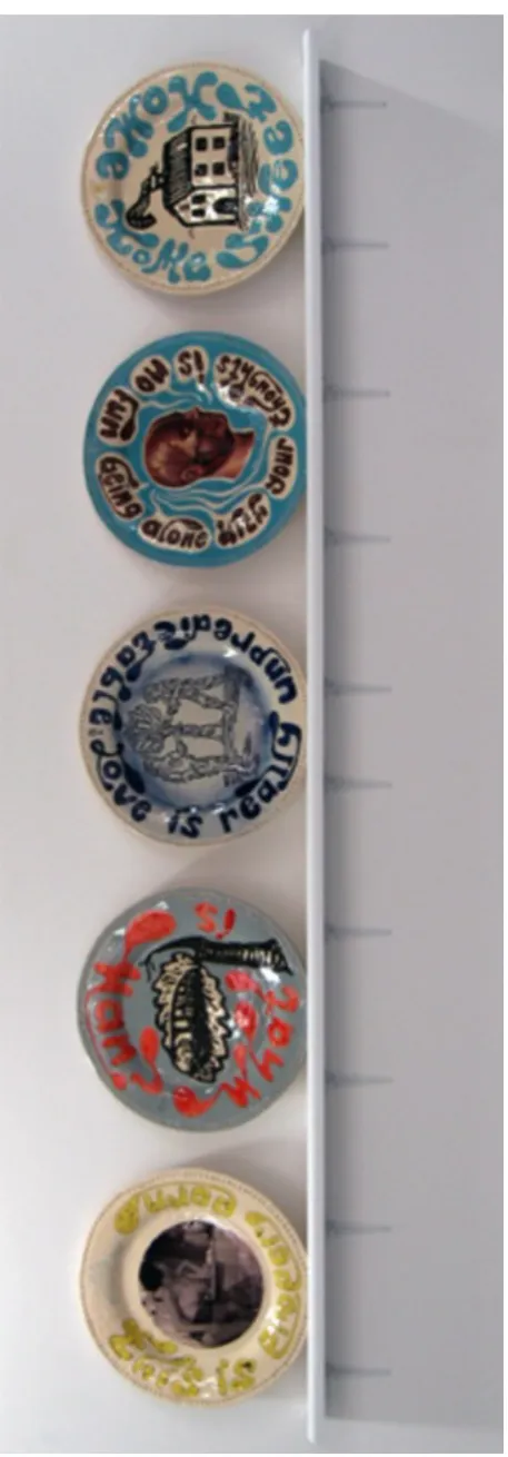 Fig 12. End of Year Doctorate Showcase 2009. Five Ceramic Plates. 50 x 50 cm each. 2009