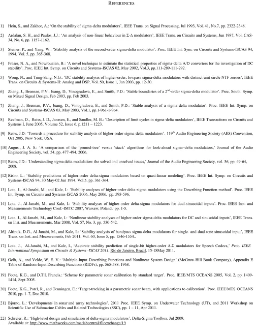 Table of Random-Input Describing Functions (RIDFs), pp. 565-588, 1968.  Foote, K.G., and D.T.I, Francis.: ‘Scheme for parametric sonar calibration by standard target’