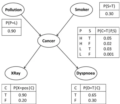 Figure 2.1: A simple example of Bayesian network: Lung cancer network.