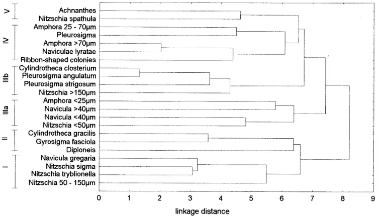 Fig. 5 Cluster analysis dendro-gram of the diatom flora ac-