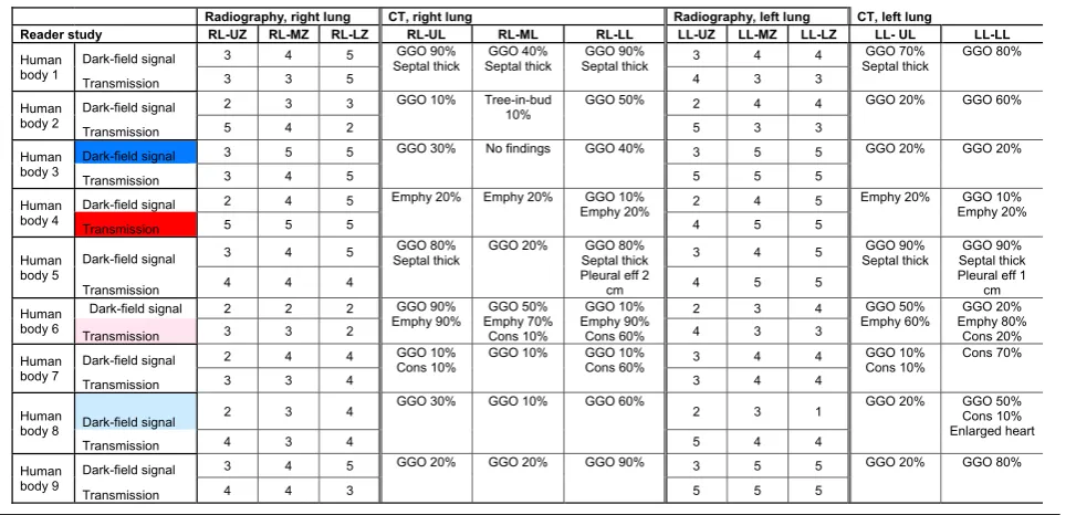 Table 3 Correlation of dark-field and transmission radiography with CT findings