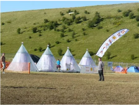 Figure 2:  Day 1, the solar-powered showers were working well, and were first enjoyed by crew who had been on site a week