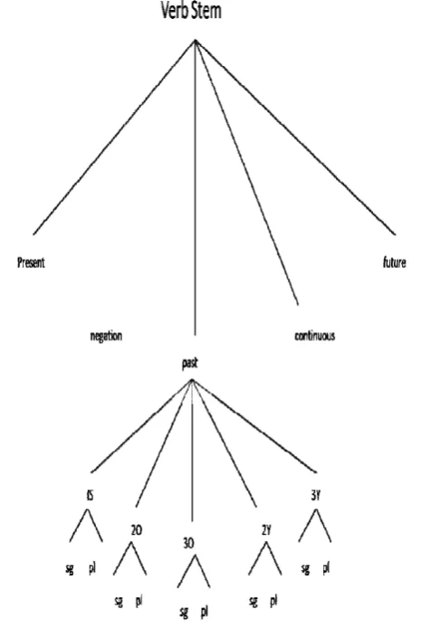 Fig. 1.  Parse tree for SY verb morphology  