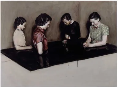 Figure 17: Michaël Borremans (2003) Four Fairies,  