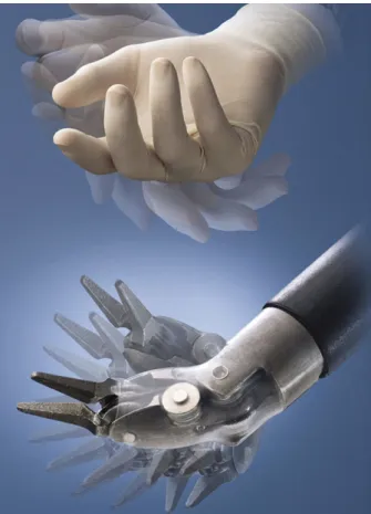 Figure 2. The manipulators duplicate the surgeon’s hand motions at the surgeon console