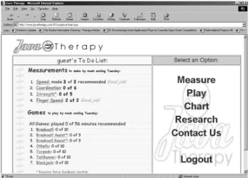 Figure 2: Java Therapy main web page showing “To Do List” and Main Menu.