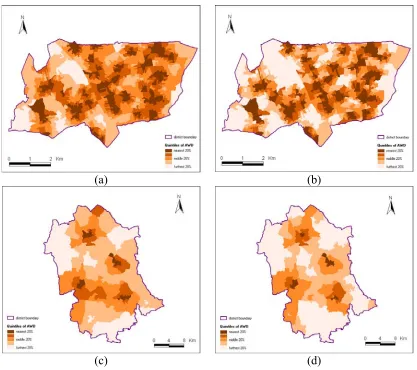 Figure 4. Patterns of local accessibility in quintiles (a) average weighted Euclidean distance for London Borough of Haringey, (b) average weighted network distance for Crown Copyright)