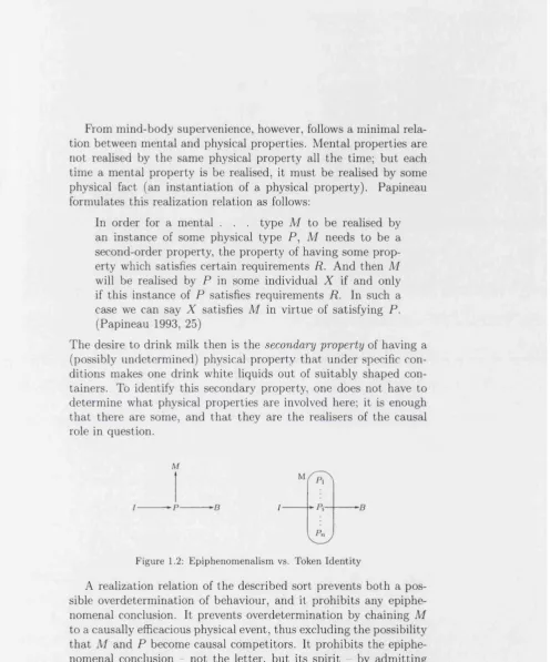 Figure 1.2: Epiphenomenalism vs. Token Identity