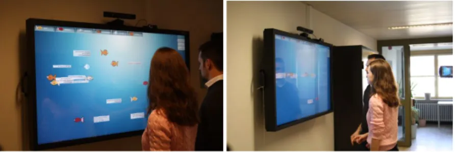 Figure 5: Aquarium Application on large and interactive screen in a  community area 