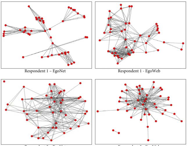 Figure 2.  Selected network visualizations using EgoNet and EgoWeb.