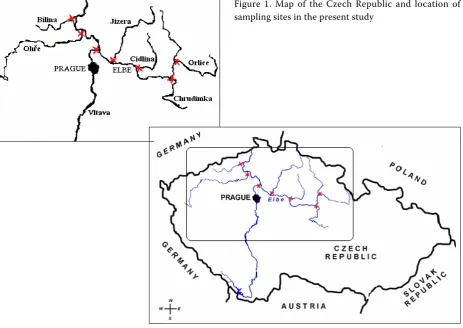 Figure 1. Map of the Czech Republic and location of sampling sites in the present study
