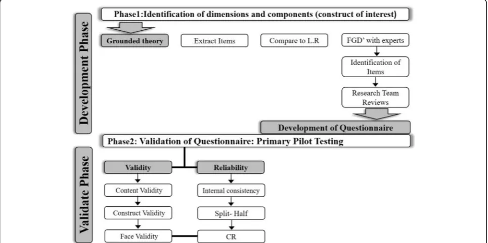 Fig. 1 This diagram shows the process of questionnaire development including identification and validation phases
