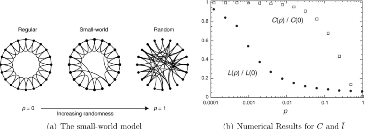 Figure 5.1: Figures explaining the small-world model [45]