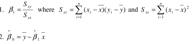 Figure 2.3:  Least Squares Equations for Linear Regression Model (Wackerly 2002) 