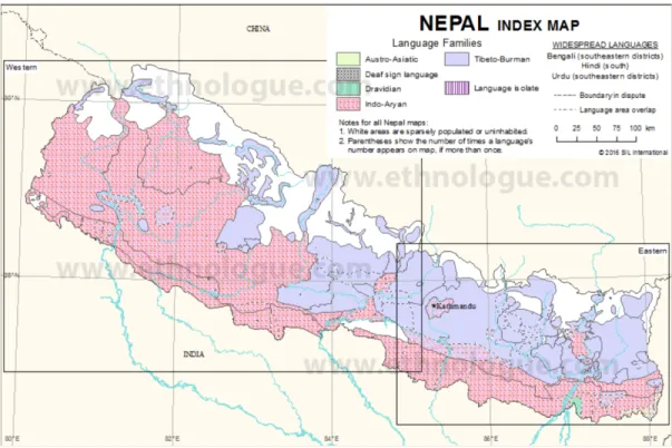 Figure 2. The languages of Nepal (Simons &amp; Fennig 2017) 