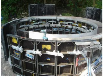 Figure 1: Concrete formwork for rammed chalk - Calyx visitor centre, Dover 2007 by Rowland Keable 