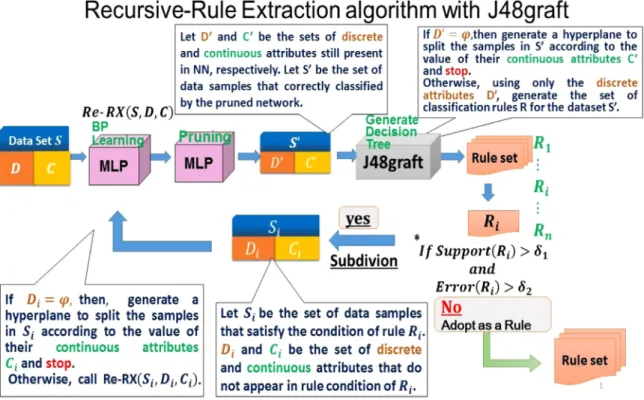Fig. 1. Schematic overview of the Recursive-Rule eXtraction algorithm with J48graft.