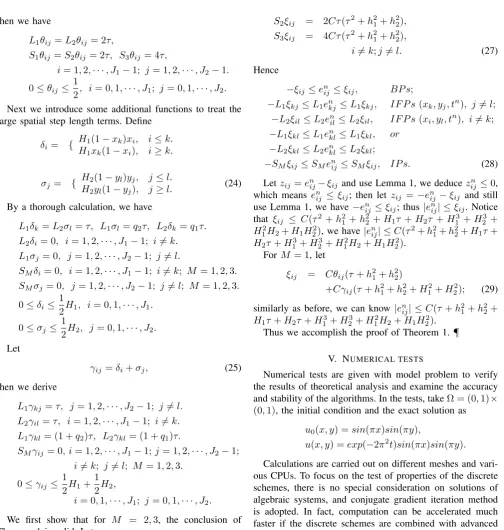 Table I gives the approximation of the numerical solu-tions of the domain decomposition algorithm to the exact