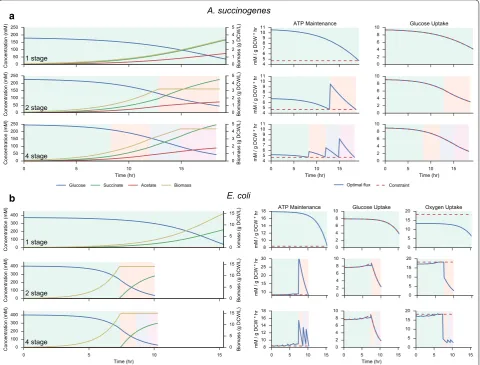 Fig. 4 Optimal productivity traces for different numbers of fermentation stages. a In A