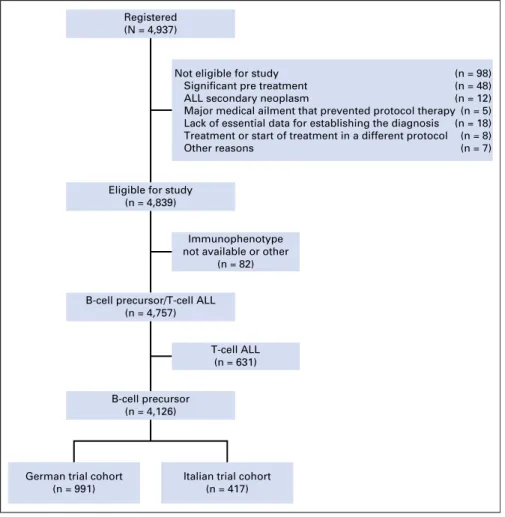 Fig 1. Flow diagram of patients in trial AIEOP-BFM (Associazione Italiana Ematologia ed Oncologia Pediatrica–