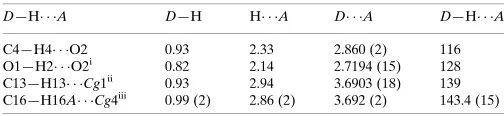 Table 1Hydrogen-bond geometry (A˚ , �).