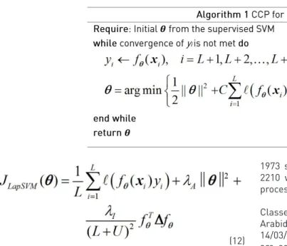 Table 1 Concave-convex optimization procedure algorithm for semi-supervised support  vector machines