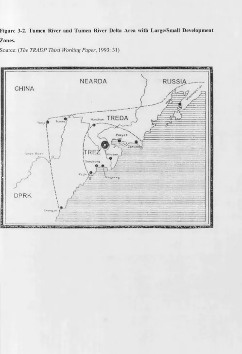 Figure 3-2. Tumen River and Tumen River Delta Area with Large/Small Development 