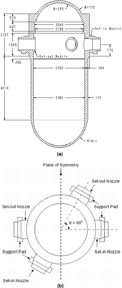 Fig. 1 Engineering drawing of the typical RPV [2], dimensions in mm 